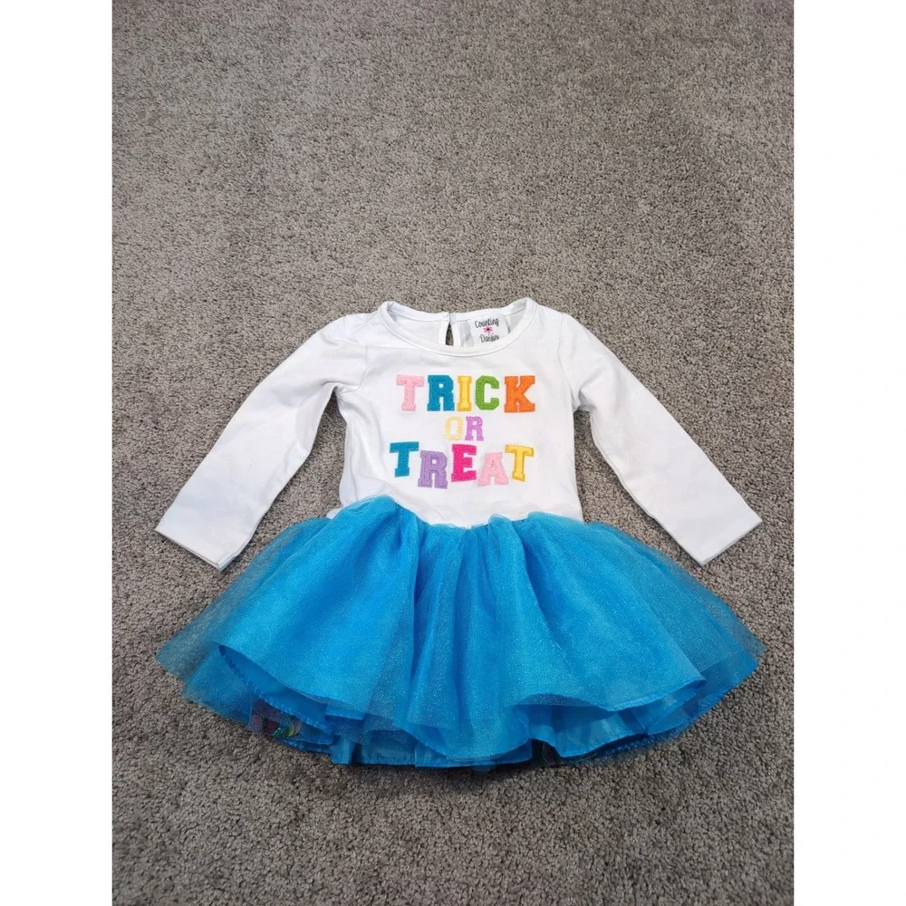 Counting Daisies Toddler Girls Turquoise Trick or Treat Tutu Dress 3T